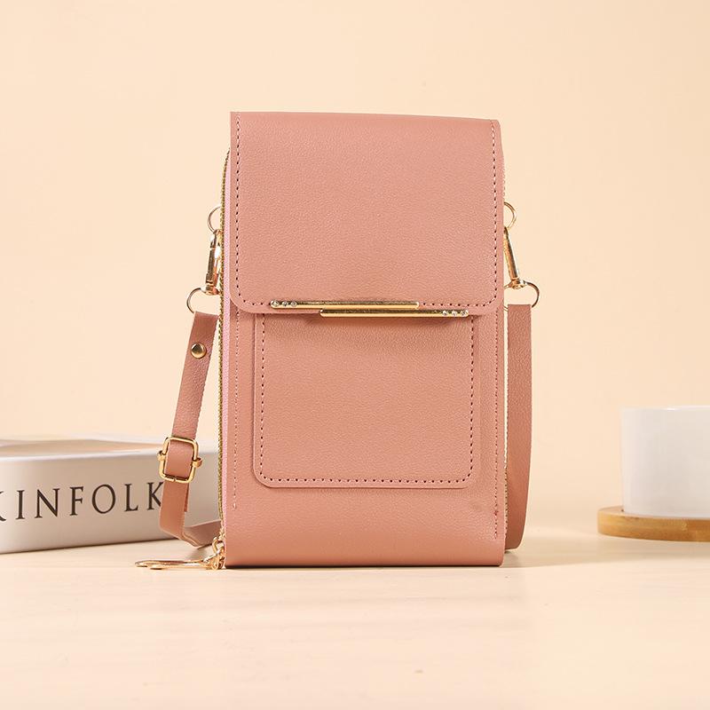 

1PC is popular this year, fashionable and versatile, foreign-style niche bag women s 2026 new simple vertical mobile phone shoulder messenger bag темно-рожевого кольору