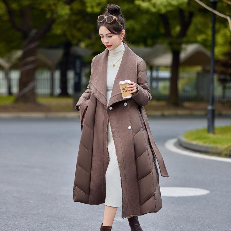 

Women s Extra Long Wool-Blend Down Jacket - Winter Warmth YJ1395 M for 115-130 Jin