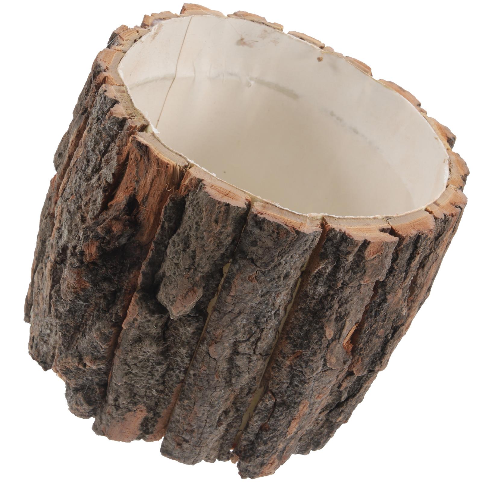 Wooden Container Rustic Planter Pastoral Flower Box Wood Pot Bark Bucket Plant Pots Succulents Bonsai Vase Garden Supplies 17.00X17.00X13.50CM