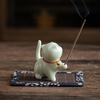 Incense Stick Holder Adorable Cartoon Multifunctional Cat Shape Ceramic Incense Holder for Home