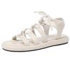 Fashion Women's Sandals Summer Elegant Woman Shoes Low Heels Flats Casual Gladiator White Fish Toe Women Sandals Shoes Woman 2025 Trend