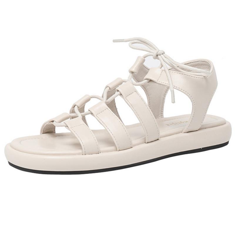 Fashion Women's Sandals Summer Elegant Woman Shoes Low Heels Flats Casual Gladiator White Fish Toe Women Sandals Shoes Woman 2025 Trend