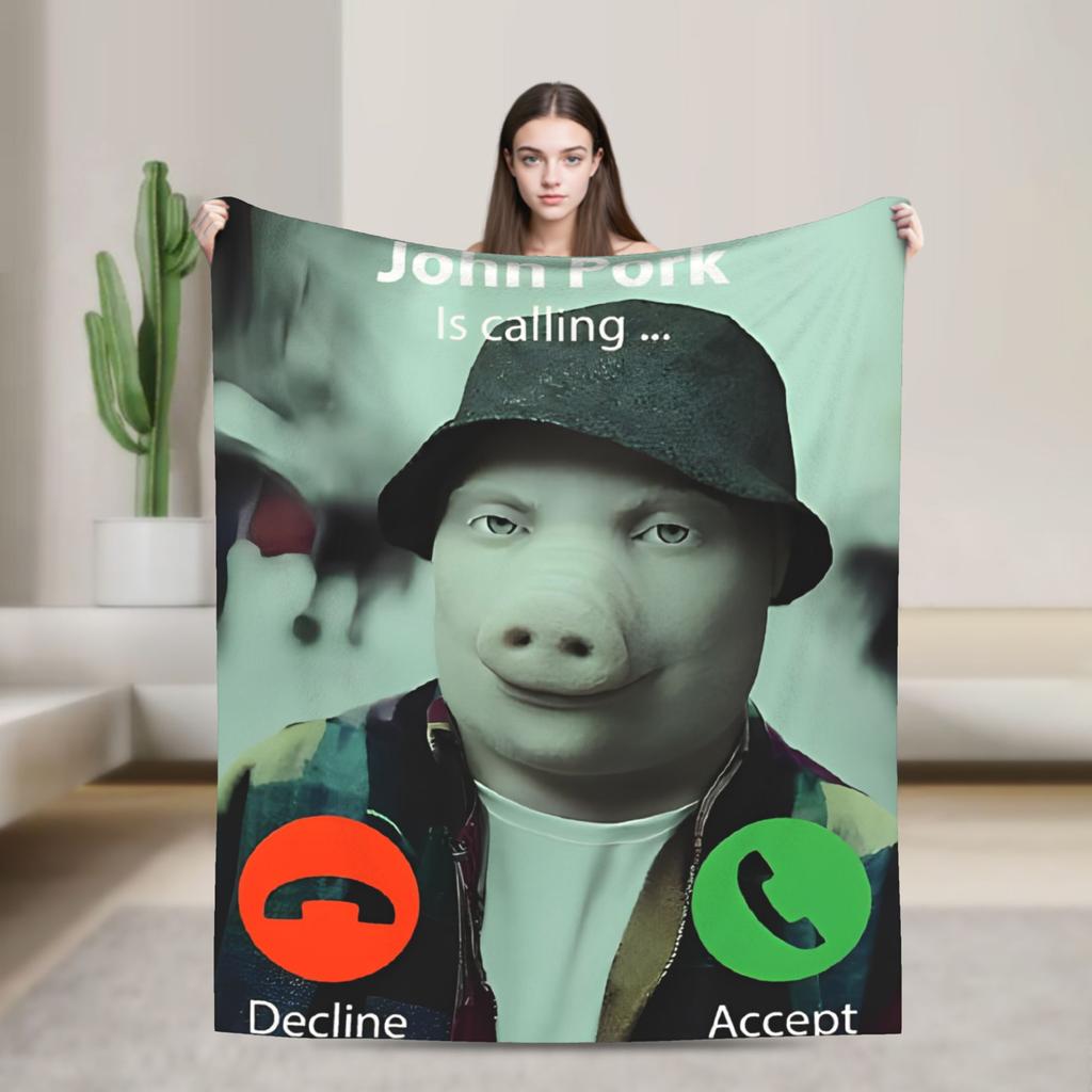John Pork Is Calling Blankets Quality Warm Soft Throw Blanket Winter Travel Office Home Decor Street Trend Bedspread
