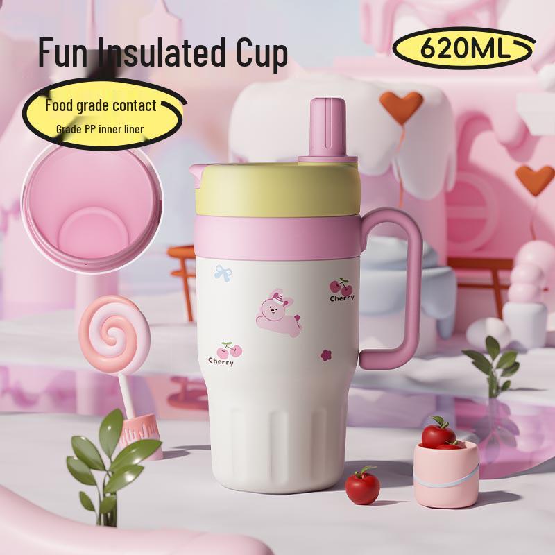 High-Value Portable Straw Cup with Lanyard, 304 Stainless Steel, Ideal for Cola and Coffee, Great Gift
