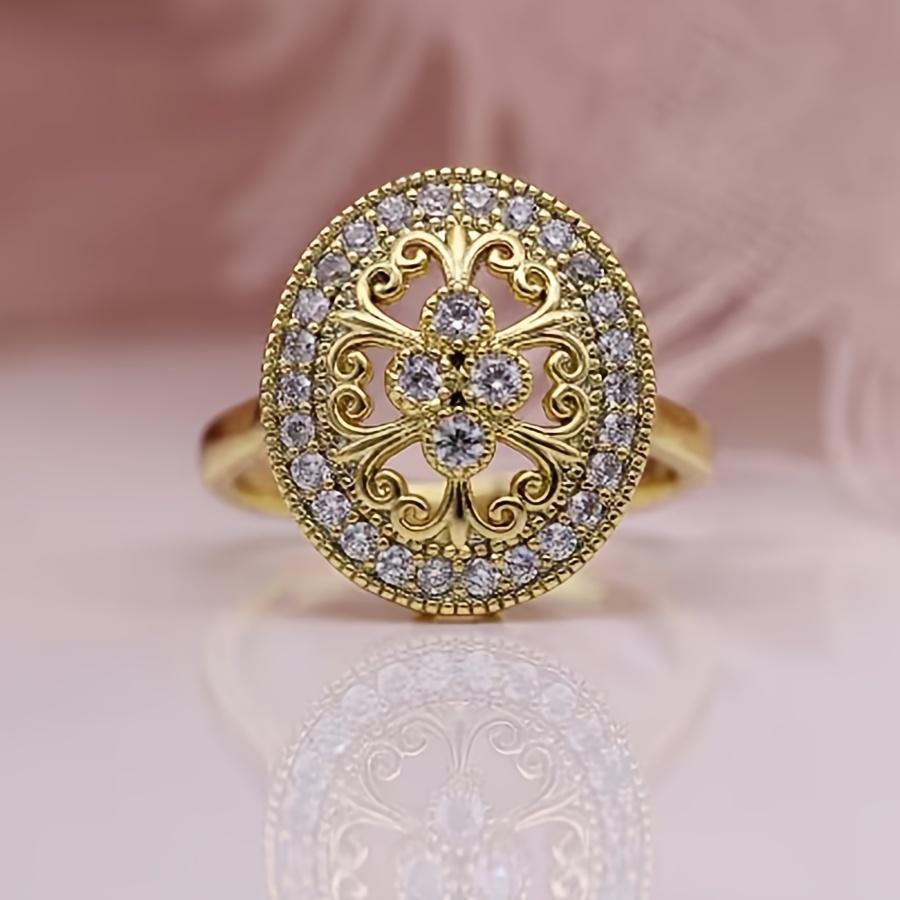 Vintage Hollow Flower Ring Elegant Women s Engagement Party Gift Wedding Jewelry Valentine s Day Gift 5