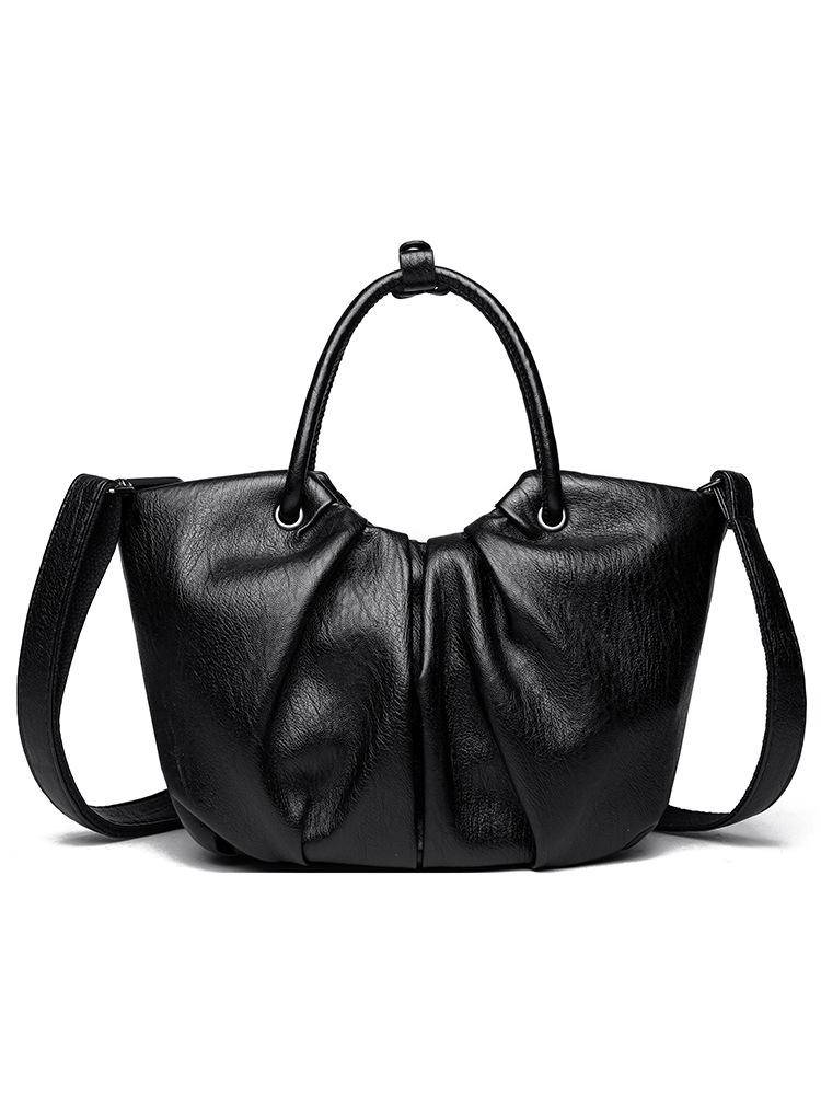 Vintage Bag with High Aesthetic Value, Pleated and Simple Women s Bucket Bag, Niche Fashion Texture, Versatile Single Shoulder Women s Bag чёрный