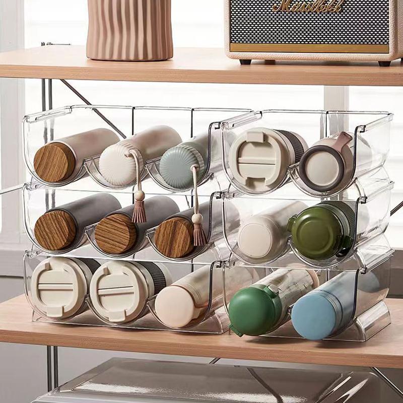 Vícevrstvý stohovatelný držák na termosku Kuchyňský stojan na ukládání hrnků na vodu Úložná police Stojan na vystavení lahví s vodou