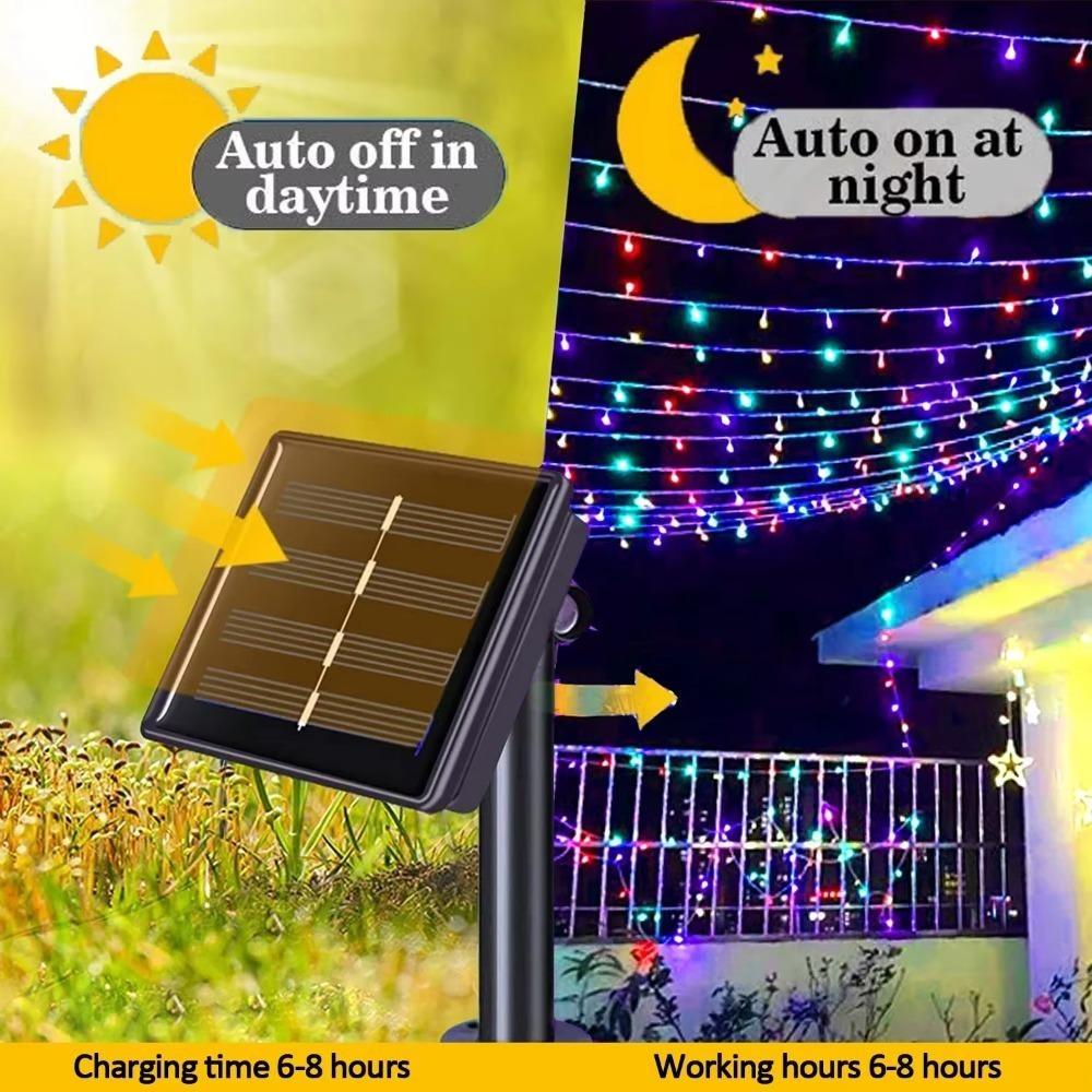 Solárne LED reťazové svetlá 50/20 LED IP65 Vodotesné 8 režimov Vianočné svetielka pre vonkajšiu záhradu Vianočnú párty Svadobnú dekoráciu