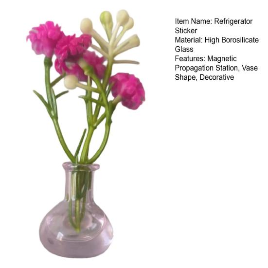 1/8/10Pcs Vertical Greenery Vase Magnetic Mini Clear Glass Propagation Vase with Faux Flowers Dorm Room Plant Decor