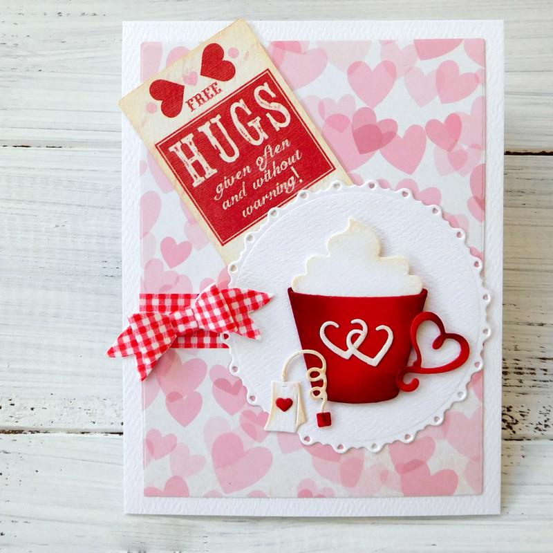 Love Heart Coffee Cup Shape Metal Cutting Dies Stencil Scrapbook Album Embossing Card Making Decor