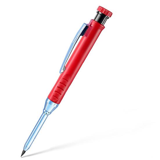 Mechanical Carpenter Pencils with 6 Refill Construction Pencil with Built-in Sharpener Deep Hole Long Nib Marker Pen for Woodworking Architect Marking