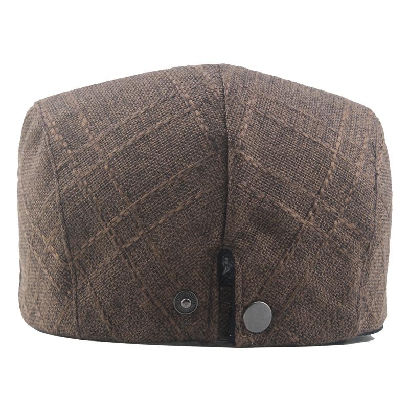 2020 cotton linen beret for men, vintage duckbill cap, artsy young adult forward cap, middle-aged and elderly hat