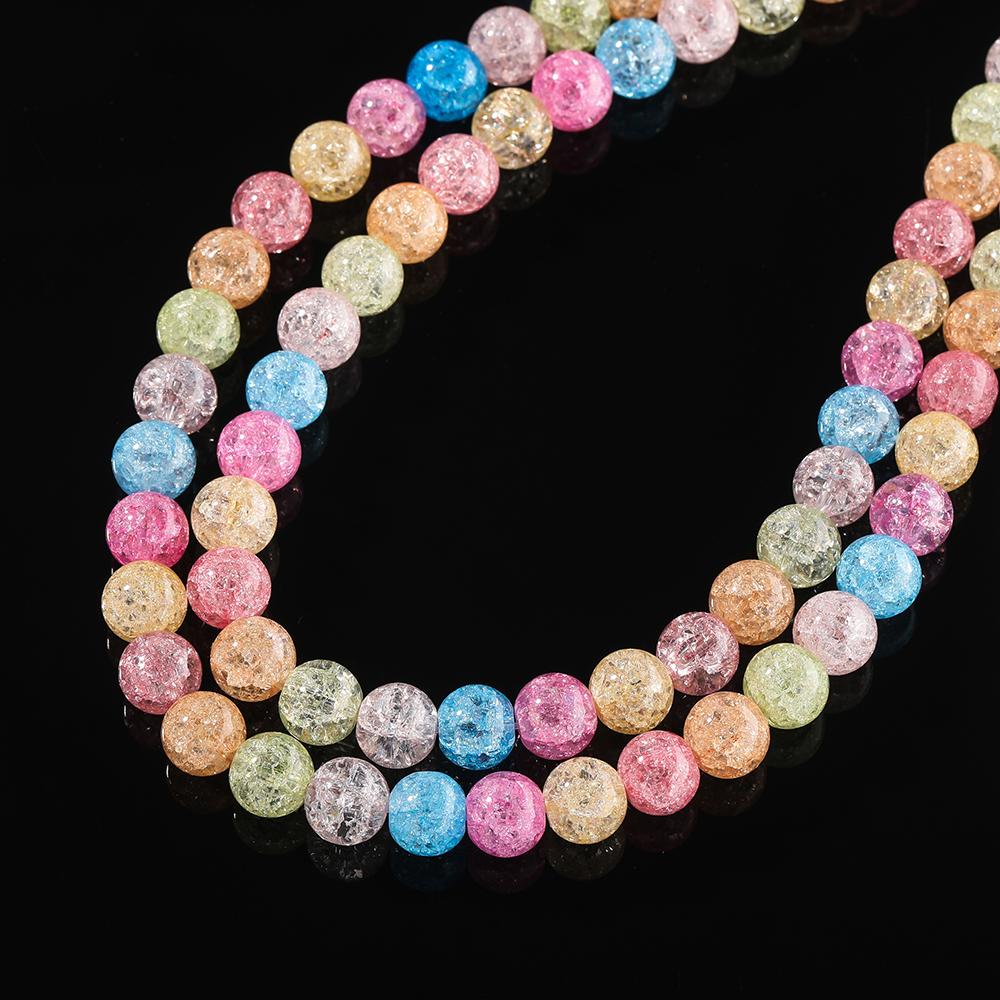 1String 4-10mm Mixed Color Glass Beads Round Crackle Spacer Beads DIY Bracelet Necklace for Jewelry Making Supplies Accessories