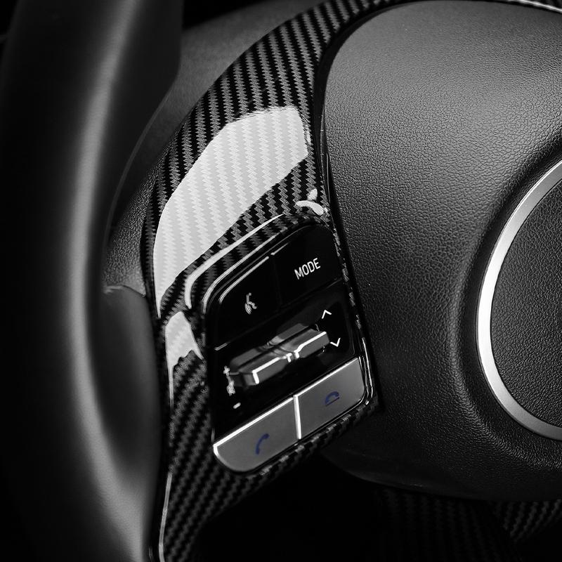 Car Carbon Fiber Steering Handle Frame Cover Interior Steering Wheel Button Panel Sticker For Hyundai Tuscon NX4   2024