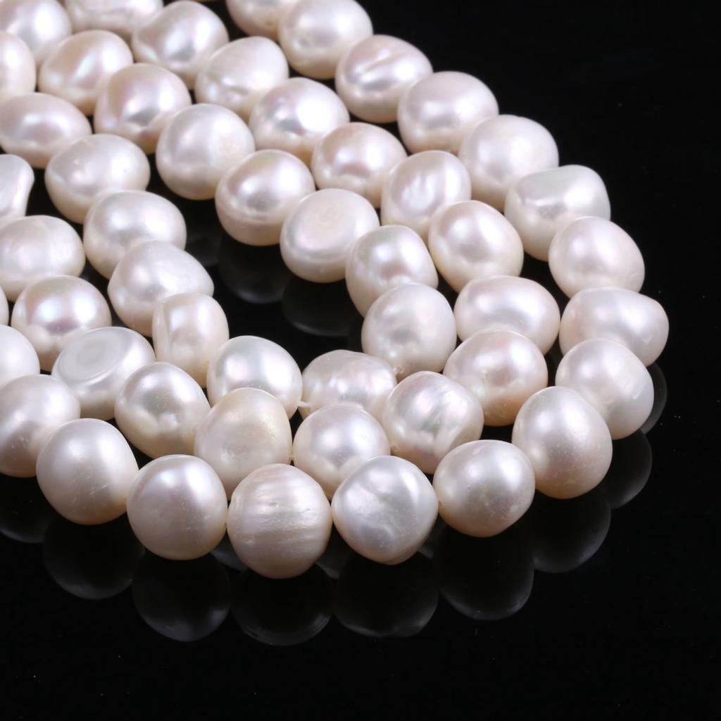 1String, White Natural Freshwater Pearls, Potato Shape Pearl Beads, 11–12 Mm, for DIY Necklace Accessories, Jewelry Making Valentine's Day Gifts, 36cm
