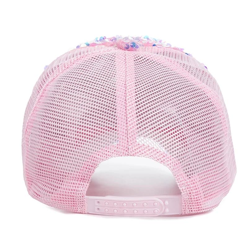 Hot Sale Fashionable Women's Sequin Baseball Cap Adjustable Outdoor Female Summer Trucker Hat Streetwear Dopamine Color Hat