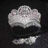Ethnic Style Dance Luxury Pearl Gold Crown Hollow Design Bridal Wedding Decoration Alloy Crown Earrings