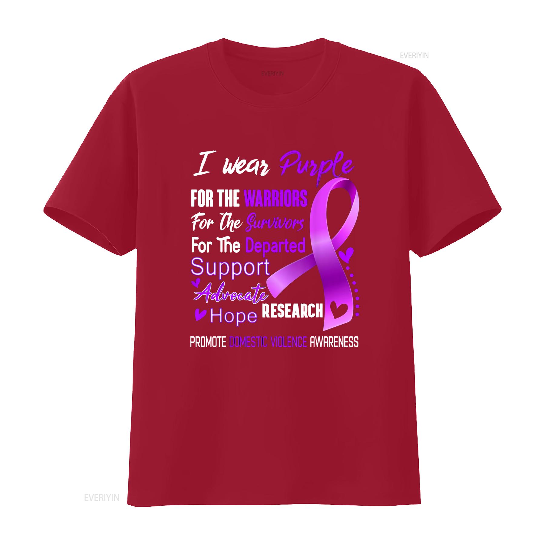 I Wear Purple For Domestic Violence Awareness T Shirt vintage Washed Top For Everyday Wear Casual Slightly designer clothes S