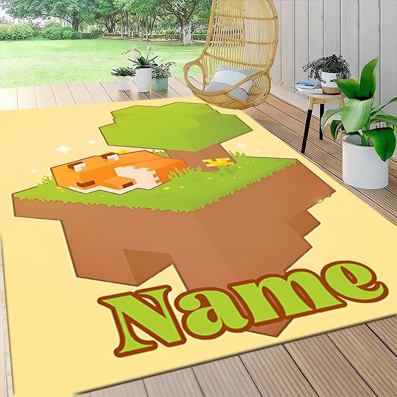 Custom Name Minecraft Adventure Quest Carpet Rug Customizable Soft Washable Anti-Slip Home Living Room Sofa Mats Personalized Rug. 0909408