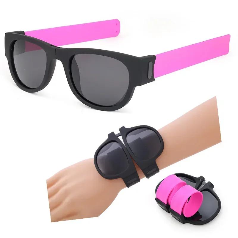 Pop Mirror Bracelet Glasses Folding Sunglasses Wrist Sunglasses Unisex Glasses Stylish Driving Sunglasses for Women Men