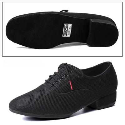 Fashion Men Standard Dance Shoes Ballroom Shoe Breathable Mesh Low-heel Practice Competition Men Modern Dancing Dance Sport Shoe
