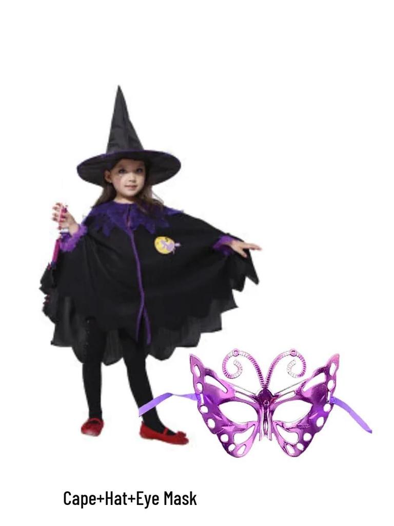 Halloween Witch & Vampire Costume Set for Girls: Cloak Cape Cosplay