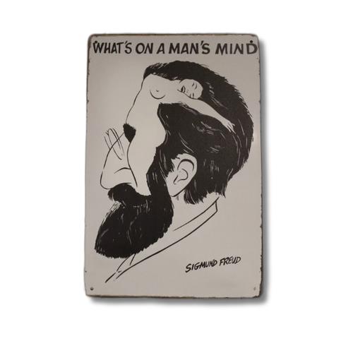 

Funny Sigmund Freud Tin Sign is Whataposs on a Manaposs Mind Picture 20x30cm（7.8x11.8inch）