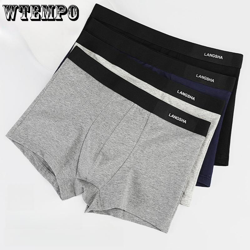 4pcs Men's Underwear Four Cornered Pants Mid Waist Sports Breathable Thin Men's Flat Cornered Shorts Boxer Brief