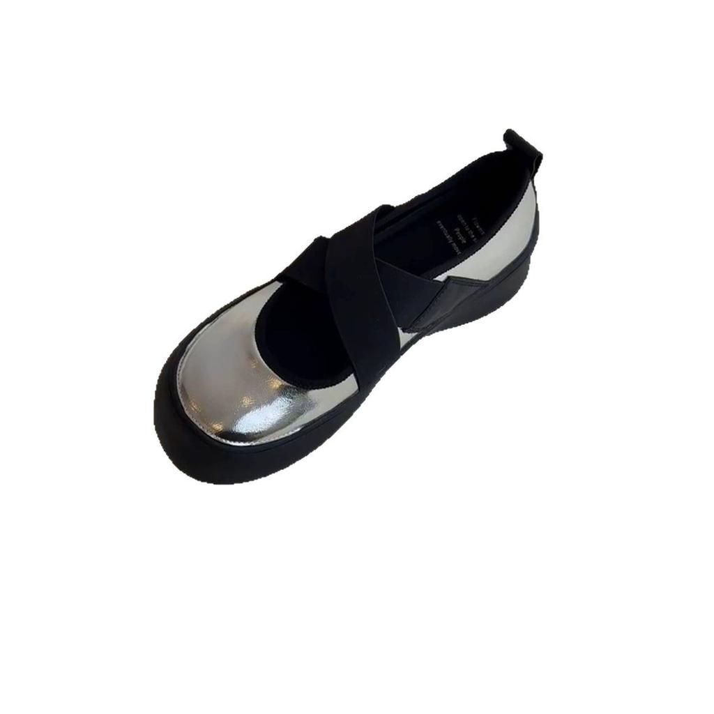 Cowhide version~ silent platform sports style loafers women's 2025 new cross-elastic Mary Jane shoes single shoes