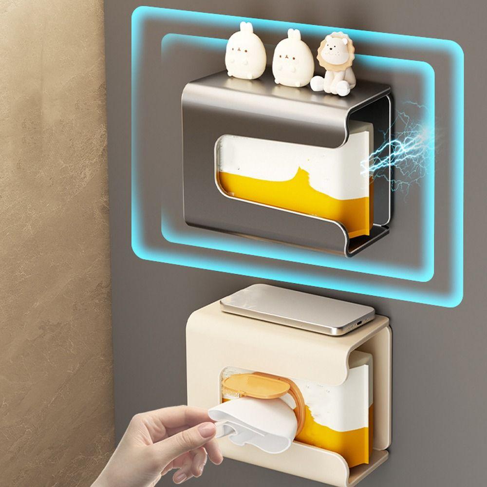 Wall Mounted Magnet Storage Container Waterproof Tissue Dispenser Box  Home Kitchen
