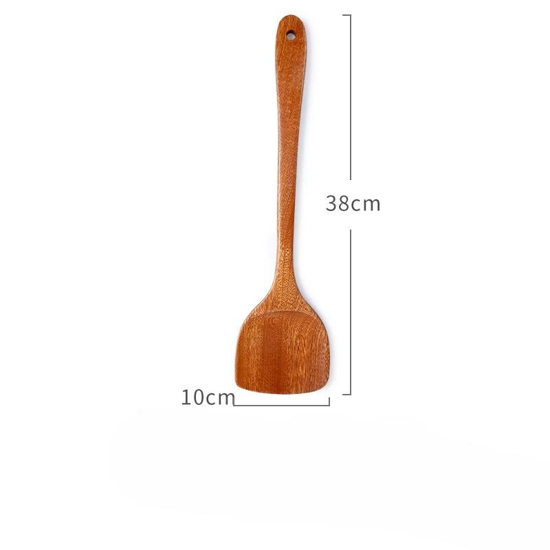 Wooden Spatula Wooden Spoon Frying Spatula Solid Wood High Temperature Resistant Soup Spoon No Paint No Wax Natural Material