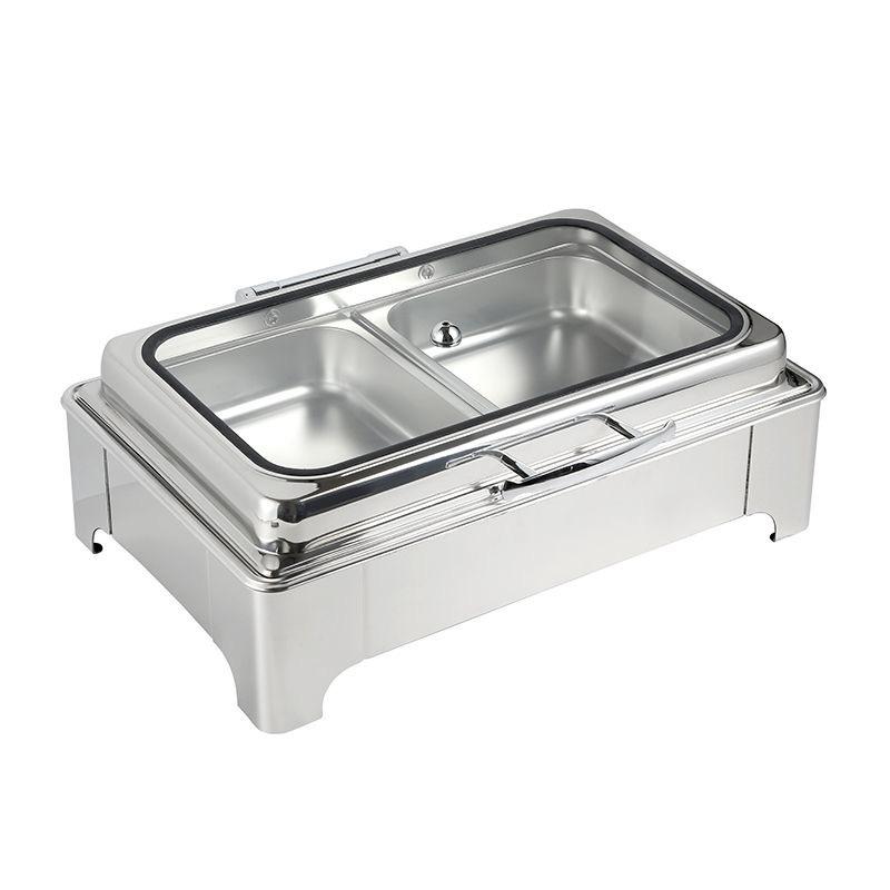 Stainless Steel Electric Buffet Stove with Flip-Top Bain-Marie for Hotels
