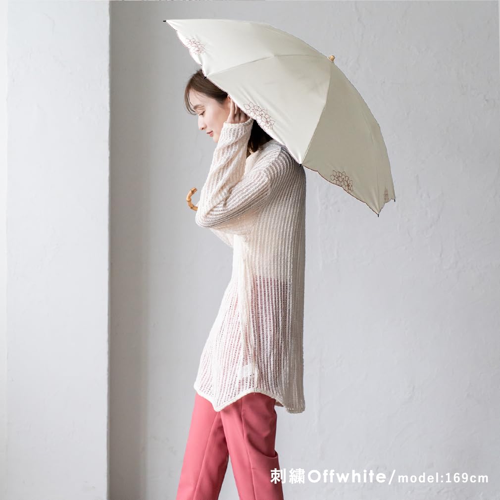 Vita Felice folding umbrella both sunny and rainy for women [VITAFELICE] 2-way 2-tier (for days) pru-30177z (embroidered off-white)
