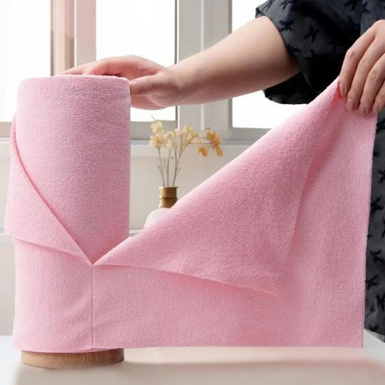 1 Roll Rag Thickened Water-Absorbent Cleaning Clothes Tear-Off Design Disposable Rags Kitchen Bathroom Cleaning Rag