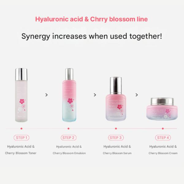 FarmStay Hyaluronsäure- und Kirschblüten-Toner 150 ml, Emulsion 120 ml, Serum 35 ml, Creme 55 ml  (15 Optionen)