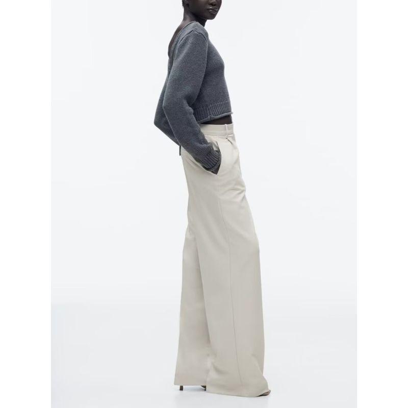 Za2024 Summer New Product Women's Clothes Casual All-Matching Straight Pleated High Waist Wide Leg Pants Pants 8372124 812