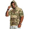 Men's Casual Retro Lightweight Short Sleeve Hooded Sweatshirt Camouflage Print