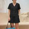 ZANZEA Completo estivo due pezzi da donna con blusa a maniche corte e shorts