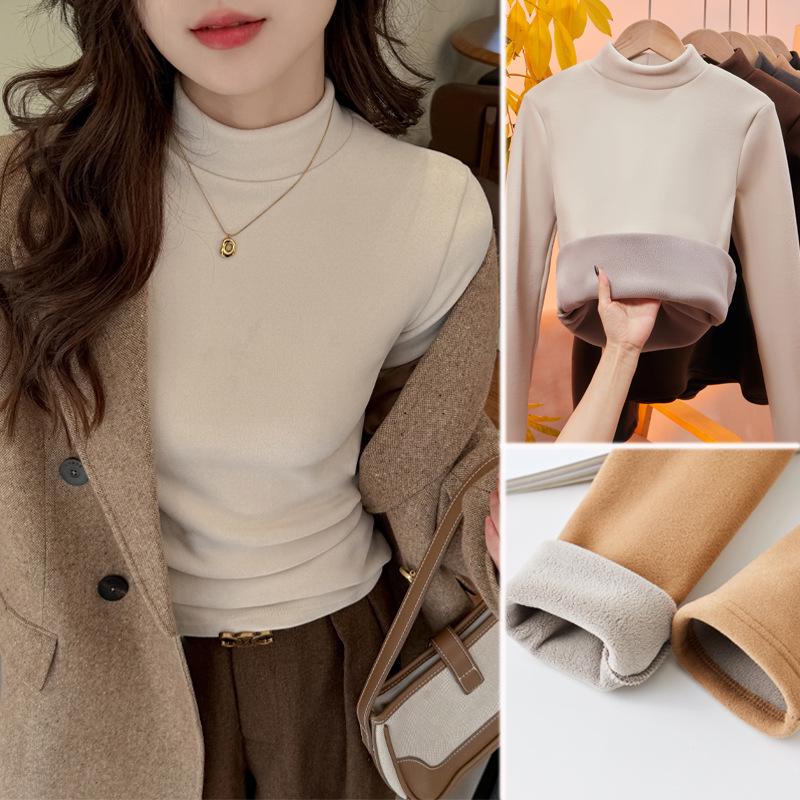 

Роскошный женский бархатный топ с полувысоким воротником – стильная нижняя одежда осень/зима 2024 XL (fits 125-155 jin) абрикосовый