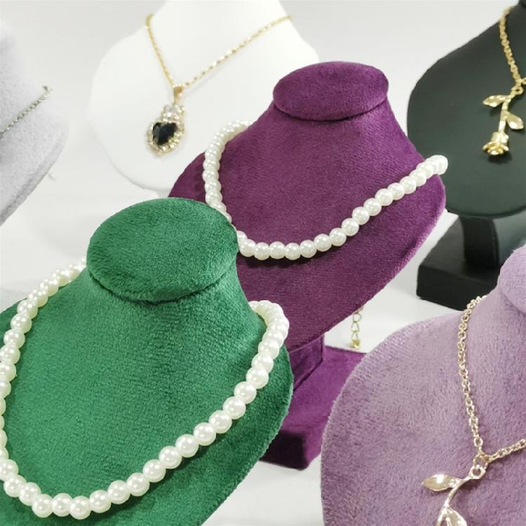 Elegant Necklace Jewelry Bust Stand Elegant Flannel Jewelry Display Mannequin Necklace Rack for Exhibitions and Shops