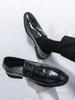 European Plus Size Men's Loafers - 2025 Spring/Autumn Casual Embossed Spliced Leather Shoes