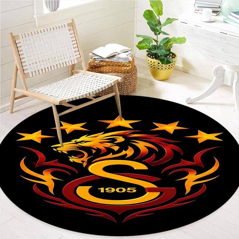 Galatasaray S Round Area Rug,Carpet Rug for Living Room Bedroom Sofa Playroom Decor,Non-slip Floor Mat