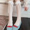 Fashion Hollow Lace Lace Calf Socks Bowknot Detail Breathable Fishnet Stockings High Elastic Thin Lolita Socks Daily Wear