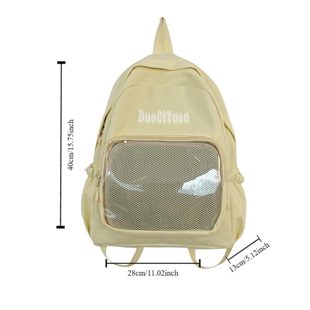 Solid Color Pockets Itabag Large Capacity Korean Style School Bag Jk Transparent Backpack  Kids