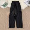 American Retro Pants Men's Spring and Autumn Multi-pocket Tooling Drawstring Tied Feet Wide-leg Casual Pants