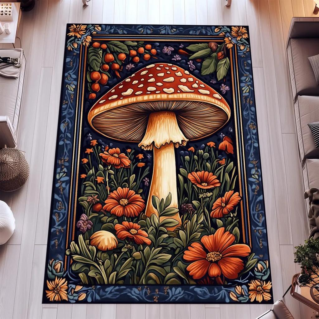 Retro Traditional Mushroom Carpet Living Room Decorative Bedroom   Carpet Floor Mat Bedside Rugs Floor Mats