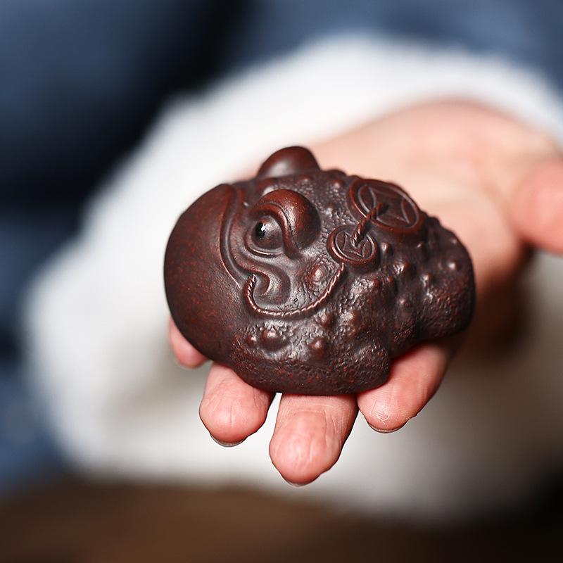 Фиолетовый Песок Золотая Жаба Чайный Питомец Исин, Трехногая Золотая Жаба Фиолетовая Глина Чайные Питомцы Украшение, Набор для Чайной Церемонии Кунг-фу Kawaii Аксессуары