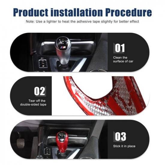 Red Real Carbon Fiber Interior Gear Box Shift Knob Trim For BMW M3 F80 M4 F82