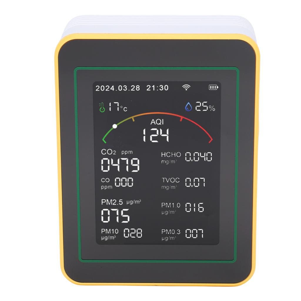 Quality Monitor, 15-in-1 WiFi Detector with Color LCD Screen Fit for Smart, Detects PM0.3 PM1.0 PM2.5 PM10 CO CO2 HCHO TVOC Temp Humidity