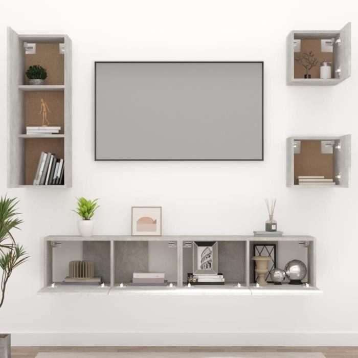 VidaXL Ensemble de meubles TV 5 pcs Gris béton Bois d'ingénierie 3114441
